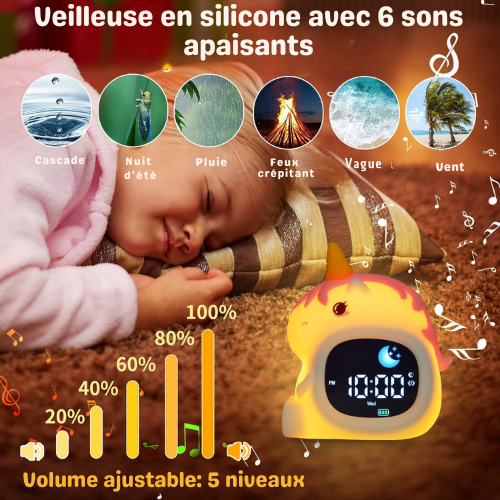 Veilleuse réveil Licorne des Rêves – Réveil Magique & Lumineux