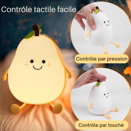 Veilleuse sans fil : PearryGlow™ – La mignonne Poire Tactile et Rechargeable