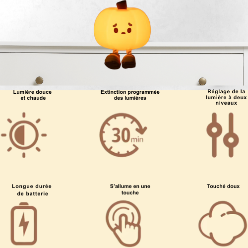 La veilleuse sans fil Pumpkylight™-La petite veilleuse citrouille d'halloween