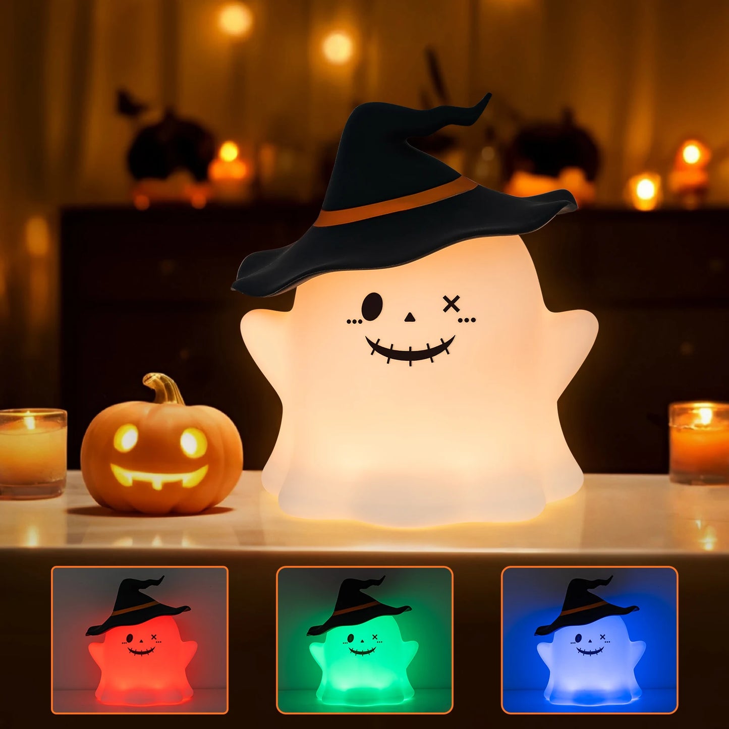 Veilleuse sans fil funnyghost™-La petite veilleuse fantôme d'halloween