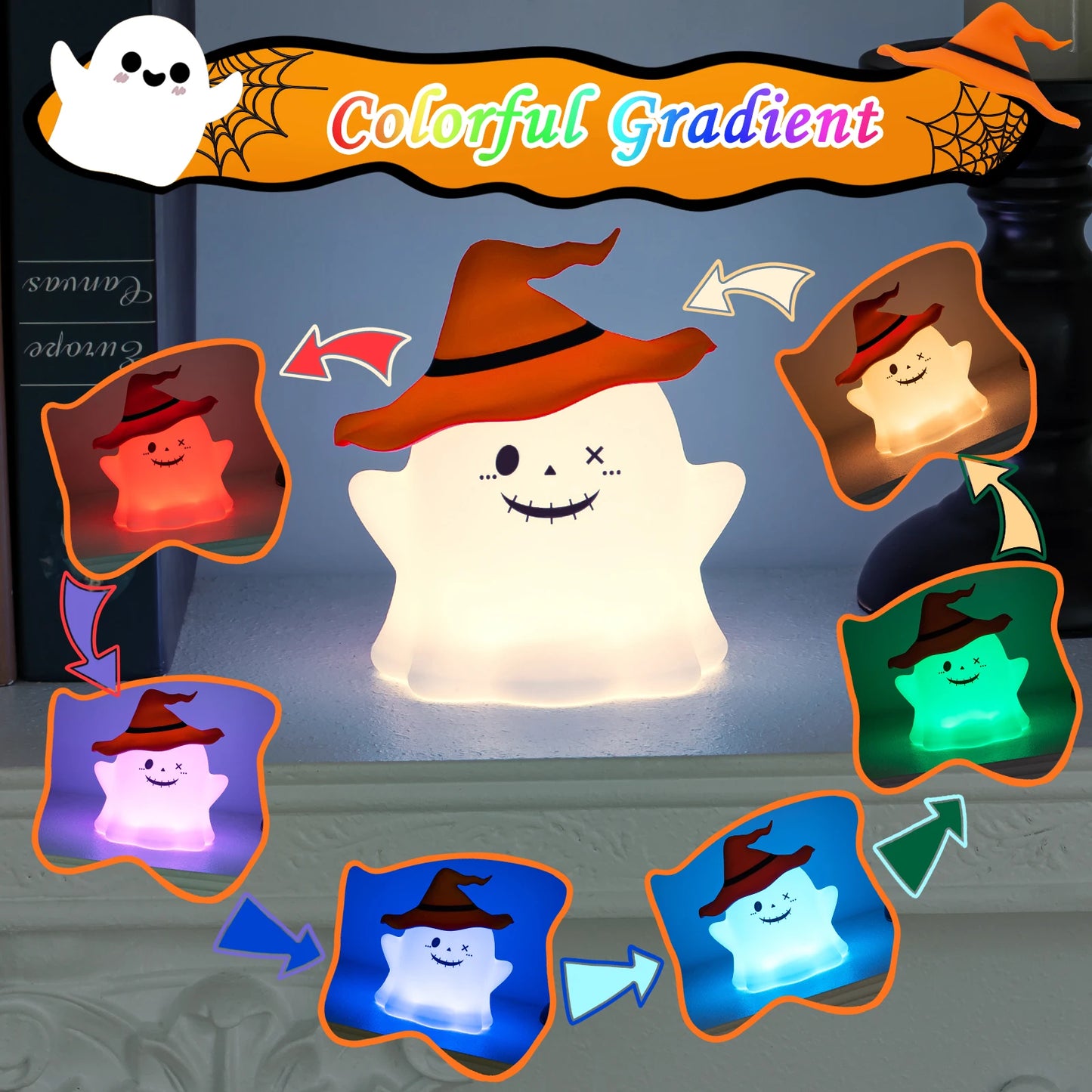 Veilleuse sans fil funnyghost™-La petite veilleuse fantôme d'halloween