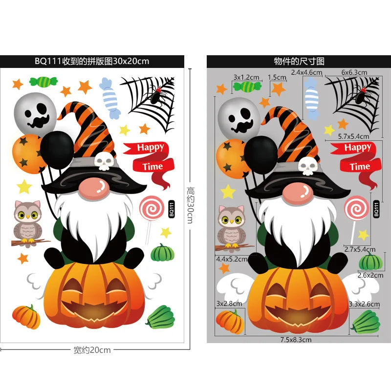 Autocollants de fenêtre réutilisables Halloween – Citrouilles, sorcières & gnomes maléfiques 🎃🧙♀️