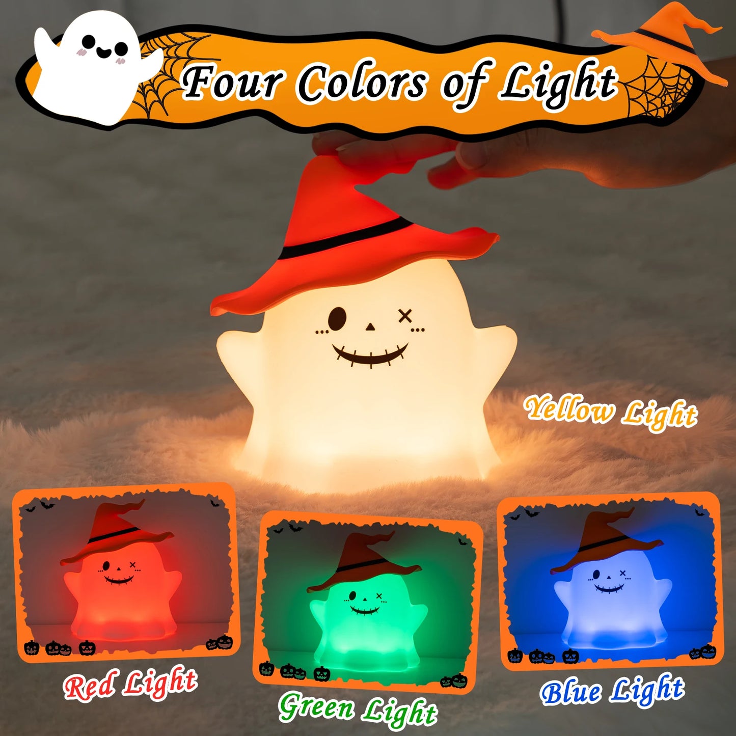 Veilleuse sans fil funnyghost™-La petite veilleuse fantôme d'halloween