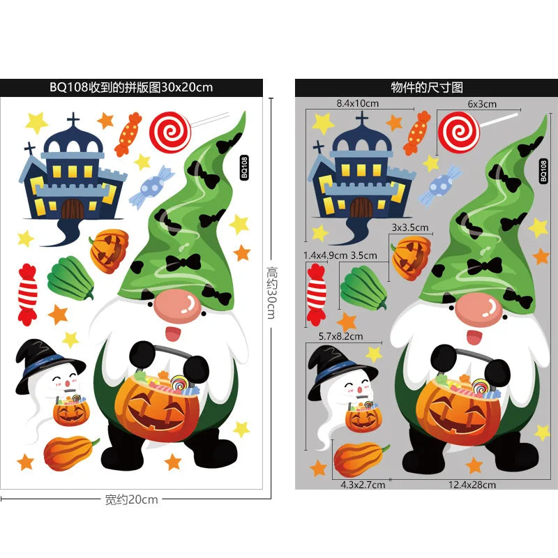 Autocollants de fenêtre réutilisables Halloween – Citrouilles, sorcières & gnomes maléfiques 🎃🧙♀️