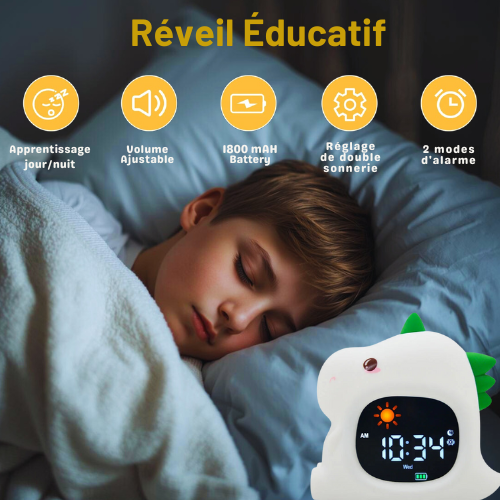 Veilleuse réveil Dino’Réveil™ – L’Ami des Petits Aventuriers