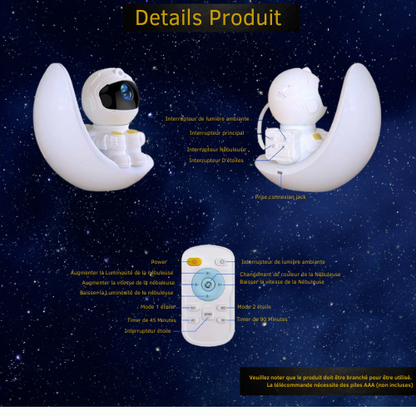 Veilleuse à projection AstroLune™: L’astronaute qui éclaire les rêves de votre enfant