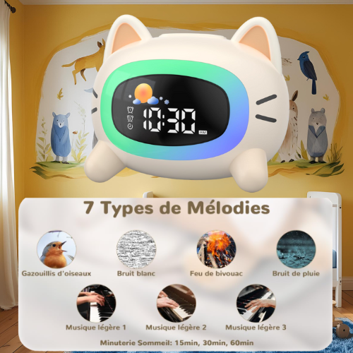 Veilleuse Réveil Enfant DodoBuddy™— Le compagnon malin pour des nuits sereines.