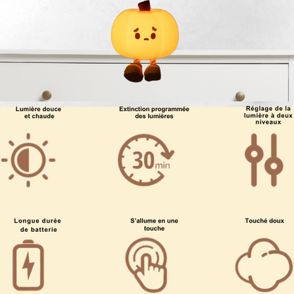 La veilleuse sans fil Pumpkylight™-La petite veilleuse citrouille d'halloween