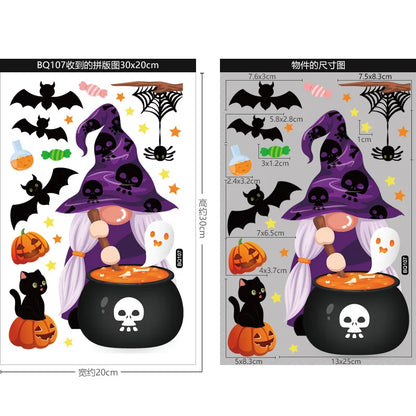 Autocollants de fenêtre réutilisables Halloween – Citrouilles, sorcières & gnomes maléfiques 🎃🧙‍♀️