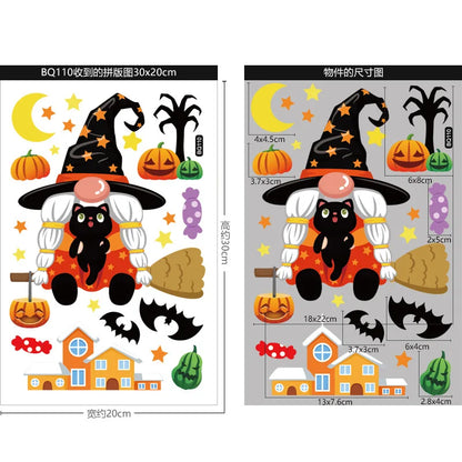 Autocollants de fenêtre réutilisables Halloween – Citrouilles, sorcières & gnomes maléfiques 🎃🧙‍♀️